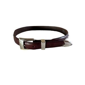 Brighton Western Belt Brown Leather Silver Buckle Unisex Size 34